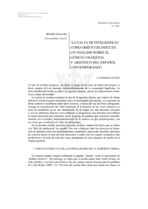 `la falta de inteligencia` como objeto de insulto. un análisis sobre