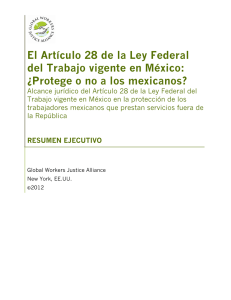 El Artículo 28 de la Ley Federal del Trabajo vigente en México