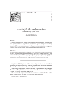 La cantiga 307 et le recueil des cantigas : un hommage