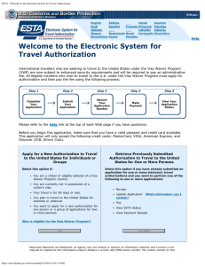 ESTA - Welcome to the Electronic System for Travel Authorization