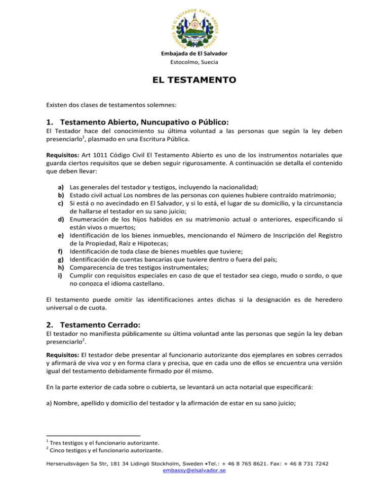 Requisitos Testamento Abierto Y Cerrado