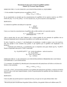 Documento de apoyo para el tema de equilibrio químico Elaboró. Q