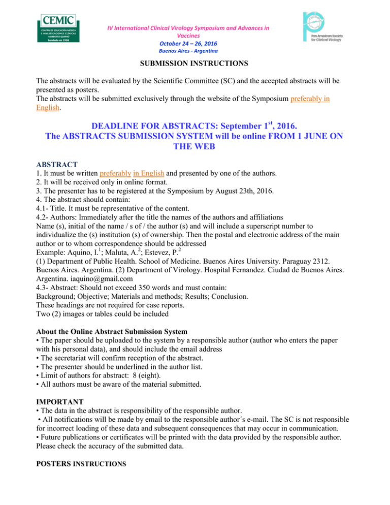 reglas IV International Clinical Virology Symposium and Advances