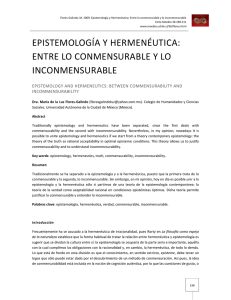 Epistemología y Hermenéutica: Entre lo Conmensurable y