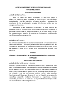 ANTEPROYECTO DE LEY DE SERVICIOS PROFESIONALES
