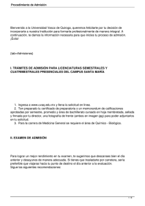 Procedimiento de Admisión - Universidad Vasco de Quiroga