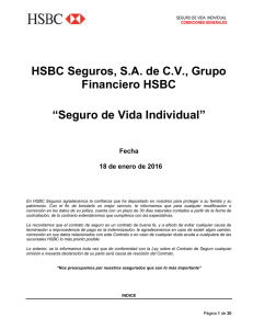 HSBC Seguros, S.A. de C.V., Grupo Financiero HSBC “Seguro de