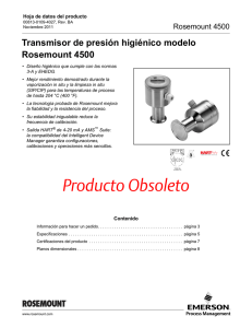 Transmisor de presión higiénico modelo Rosemount 4500