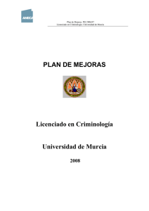 PLAN DE MEJORAS Licenciado en Criminología Universidad de
