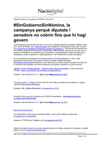 SinGobiernoSinNómina, la campanya perquè diputats i senadors no