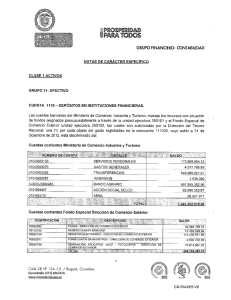 Notas de carácter específico - Ministerio de Comercio, Industria y