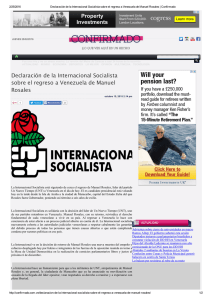 Declaración de la Internacional Socialista sobre el regreso a