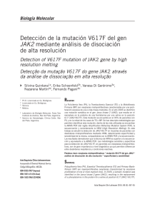 Detección de la mutación V617F del gen JAK2 mediante análisis de