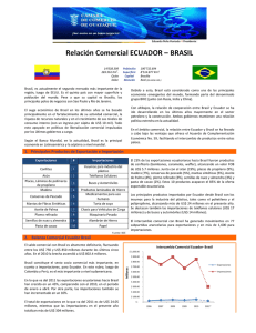 Relación Comercial ECU Relación Comercial ECUADOR – BRASIL