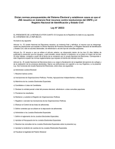 Dictan normas presupuestales del Sistema Electoral y establecen