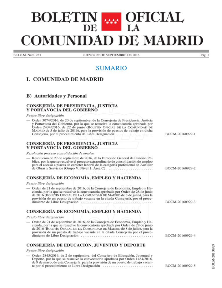 BOLETIN OFICIAL COMUNIDAD DE MADRID