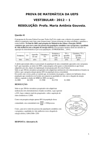 PROVA DE MATEMÁTICA DA UEFS VESTIBULAR– 2012 – 1