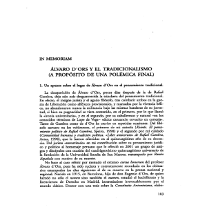 In memoriam. Álvaro D`Ors y el tradicionalismo (A propósito de una