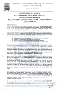 DECRETO EDIL No 04/2015 COCHABAMBA, 01 DE ABRIL DEL 2015