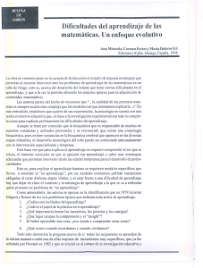 Dificultades del aprendizaje de las matemáticas. Un enfoque