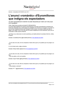 L`anunci «romàntic» d`Euromillones que indigna els espectadors
