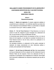 Reglamento sobre Elaboración Plan Institucional