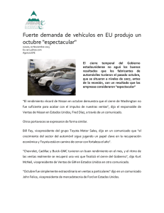 Fuerte demanda de vehículos en EU produjo un octubre