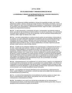 LEY No. 622/60 DE COLONIZACIONES Y URBANIZACIONES DE