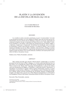 PLATÓN Y LA INVENCIÓN DE LA ESCUELA DE ELEA (Sof