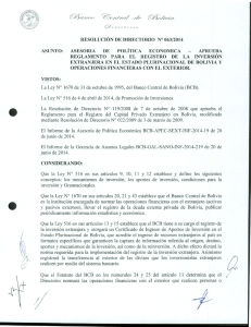 Resolución 063/2014 - Banco Central de Bolivia