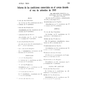 Informe de las condiciones comerciales en el campo duranie el mes