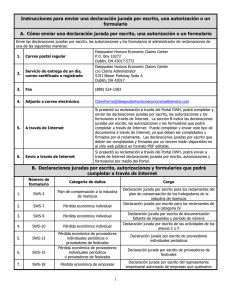 Instrucciones para enviar una declaración jurada por escrito, una