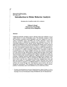 Introduction to Molar Behavior Analysis