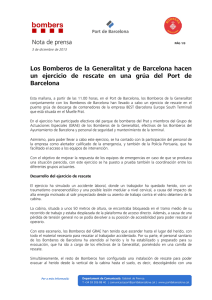 Nota de prensa Los Bomberos de la Generalitat