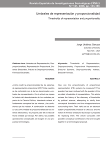 Umbrales de representaci&oacute;n y propocionalidad. Urd&aacute;noz Ganuza