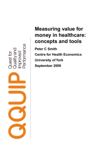 Measuring value for money in healthcare: concepts and tools