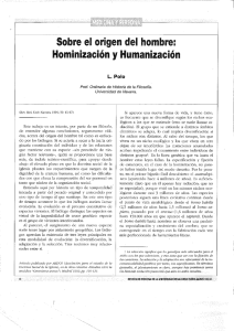 Sobre el origen del hombre: hominización y humanización