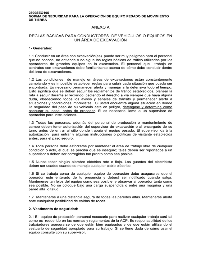 Anexo A – Reglas Básicas Para Conductores De Vehículos O