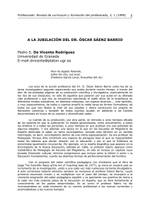 A la jubilación del Dr. D. Óscar Sáenz Barrio. D. Pedro S. De Vicente