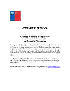 COMUNICADO DE PRENSA Cochilco dio inicio a su proceso de