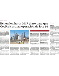 Extienden hasta 2017 plazo para que GeoPark asuma operación de