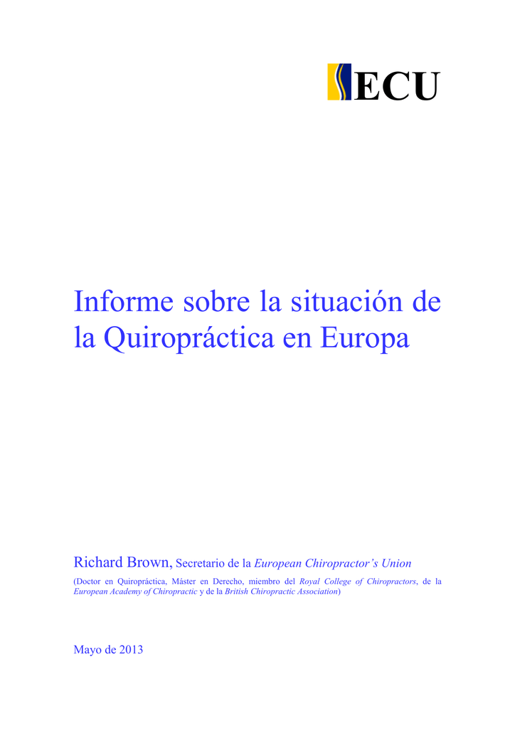 Informe Sobre La Situación De La Quiropráctica En Europa - 