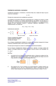 Cantidad de movimiento - Ejercicios de física y matemática