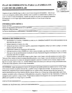 Page 1 PLAN DE EMIERGENCIA PARA LA FAMILIA EN CASO DE