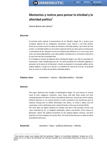 Momentos y rostros para pensar la eticidad y la alteridad política