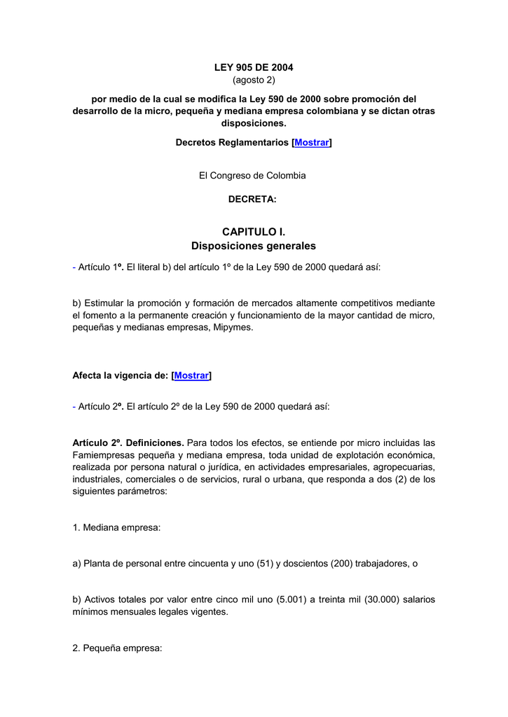 CAPITULO I. Disposiciones generales