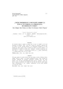 ¿TIENE PRIORIDAD LA RELIGIÓN SOBRE LA ÉTICA? EN TORNO