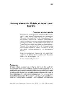 Sujeto y alienación: Moisés, el padre como Ese Uno