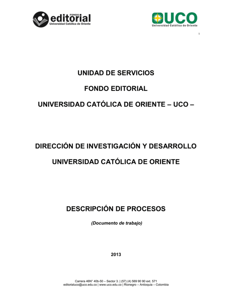 Unidad De Servicios Fondo Editorial Universidad Católica De Oriente