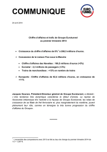 Chiffre d`affaires et trafic de Groupe Eurotunnel au 1 er trimestre 2014